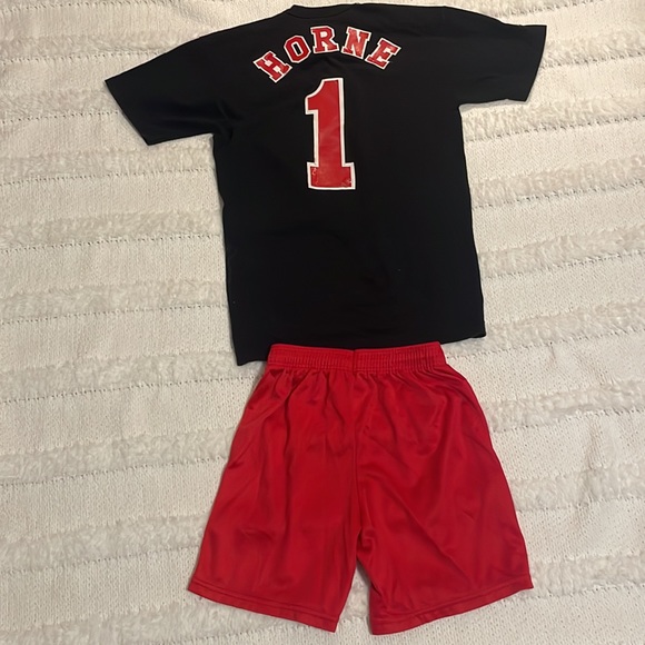 Russell blend baseball Vipers top black & athletic shorts red boys size L 14 16 - Picture 2 of 12